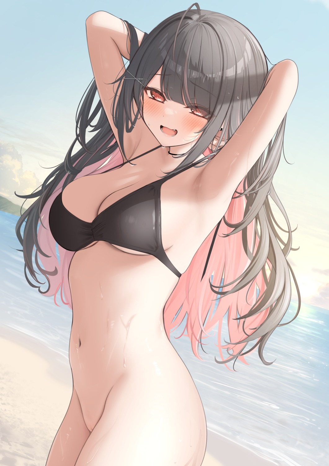 bikini_top bottomless monaka_curl photoshop pussy swimsuits uncensored wet