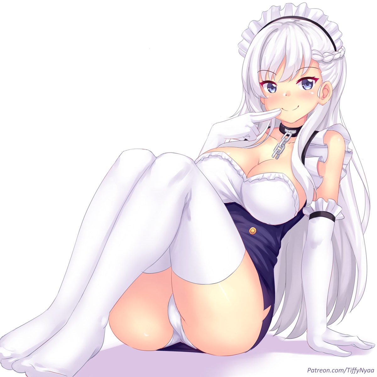 azur_lane belfast_(azur_lane) cleavage fast-runner-2024 maid pantsu thighhighs