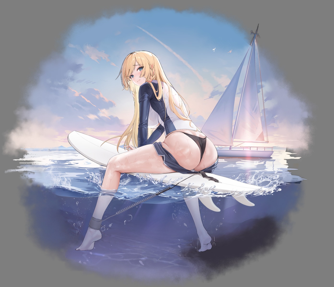 ass azur_lane bondage byulzzi kongou_(azur_lane) pantsu thong transparent_png wet