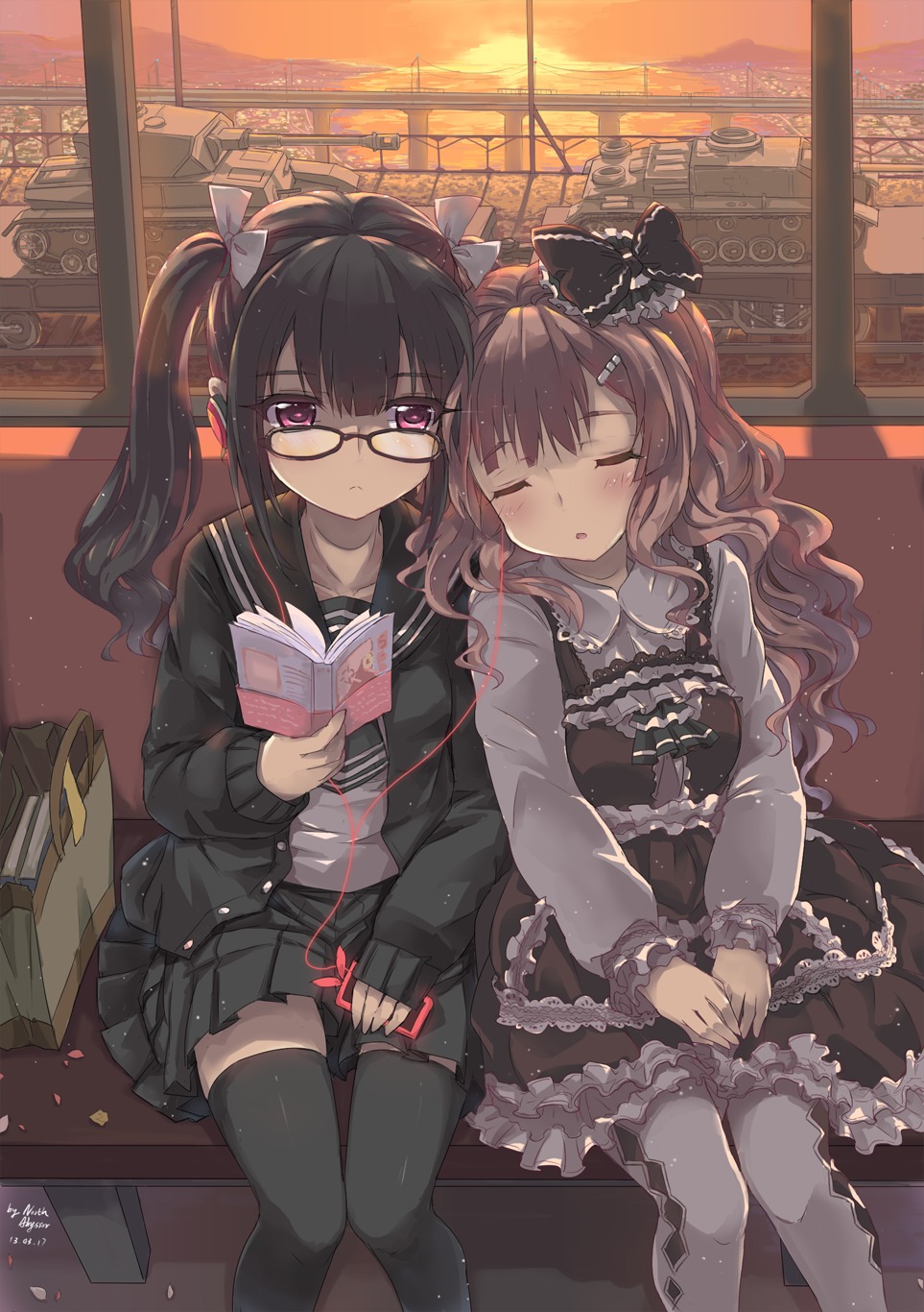 abyss_of_parliament headphones lolita_fashion megane pantyhose seifuku thighhighs