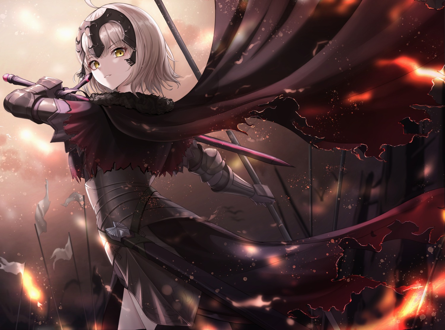 armor cow-ring fate/grand_order jeanne_d'arc jeanne_d'arc_(alter)_(fate) sword
