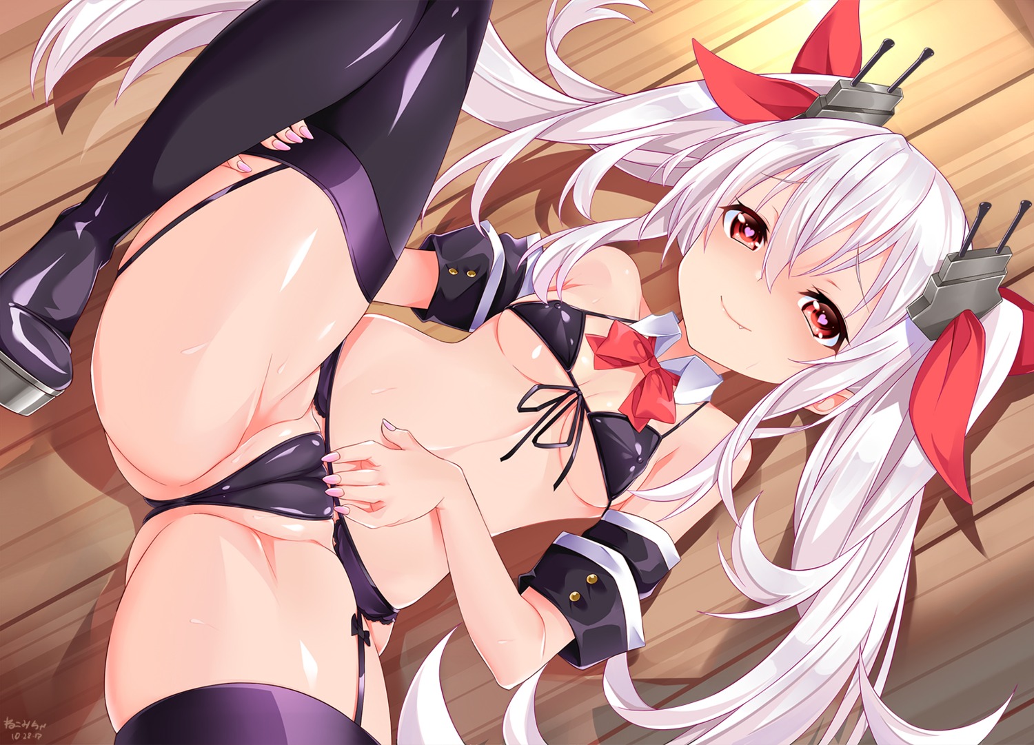 azur_lane cameltoe erect_nipples loli nekomicha stockings swimsuits thighhighs underboob vampire_(azur_lane)