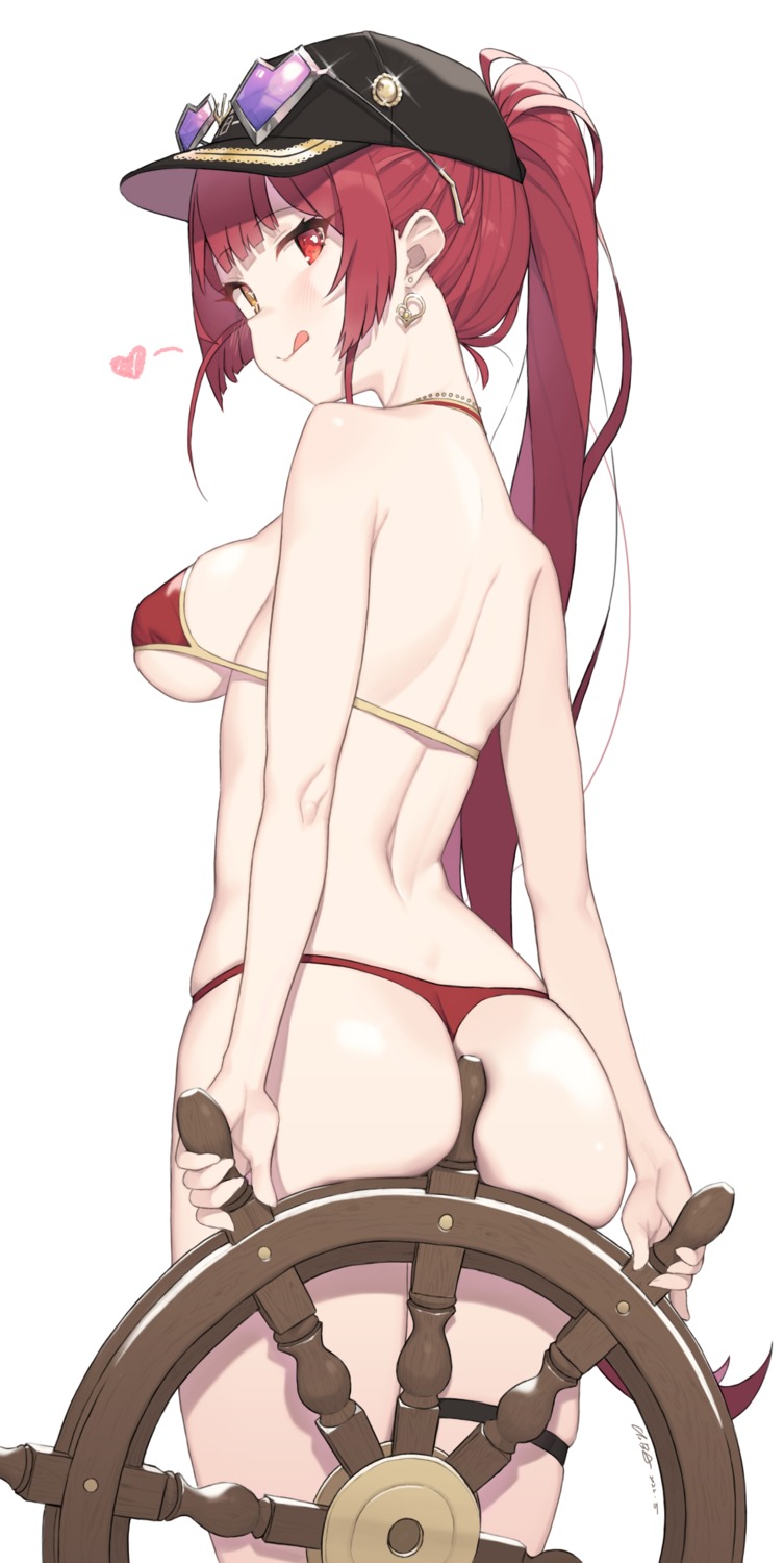 ass bikini cloba garter heterochromia hololive houshou_marine megane swimsuits