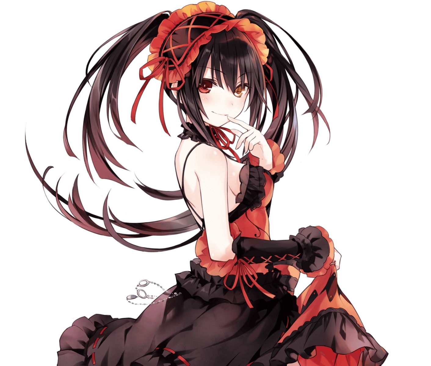 date_a_live dress gothic_lolita heterochromia lolita_fashion skirt_lift tokisaki_kurumi tsunako