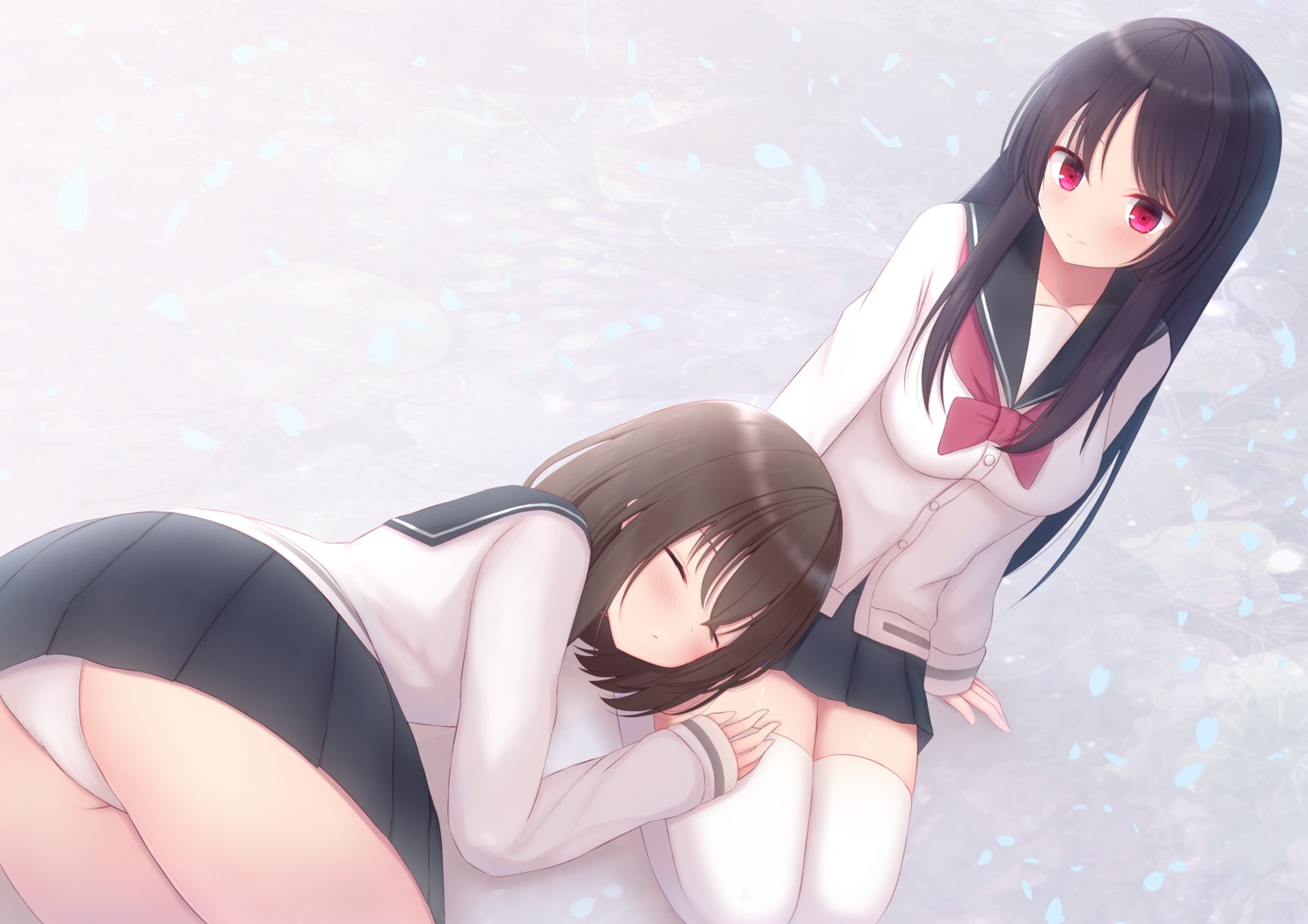 ass firepo onjouji_toki pantsu saki seifuku shimizudani_ryuuka sweater thighhighs