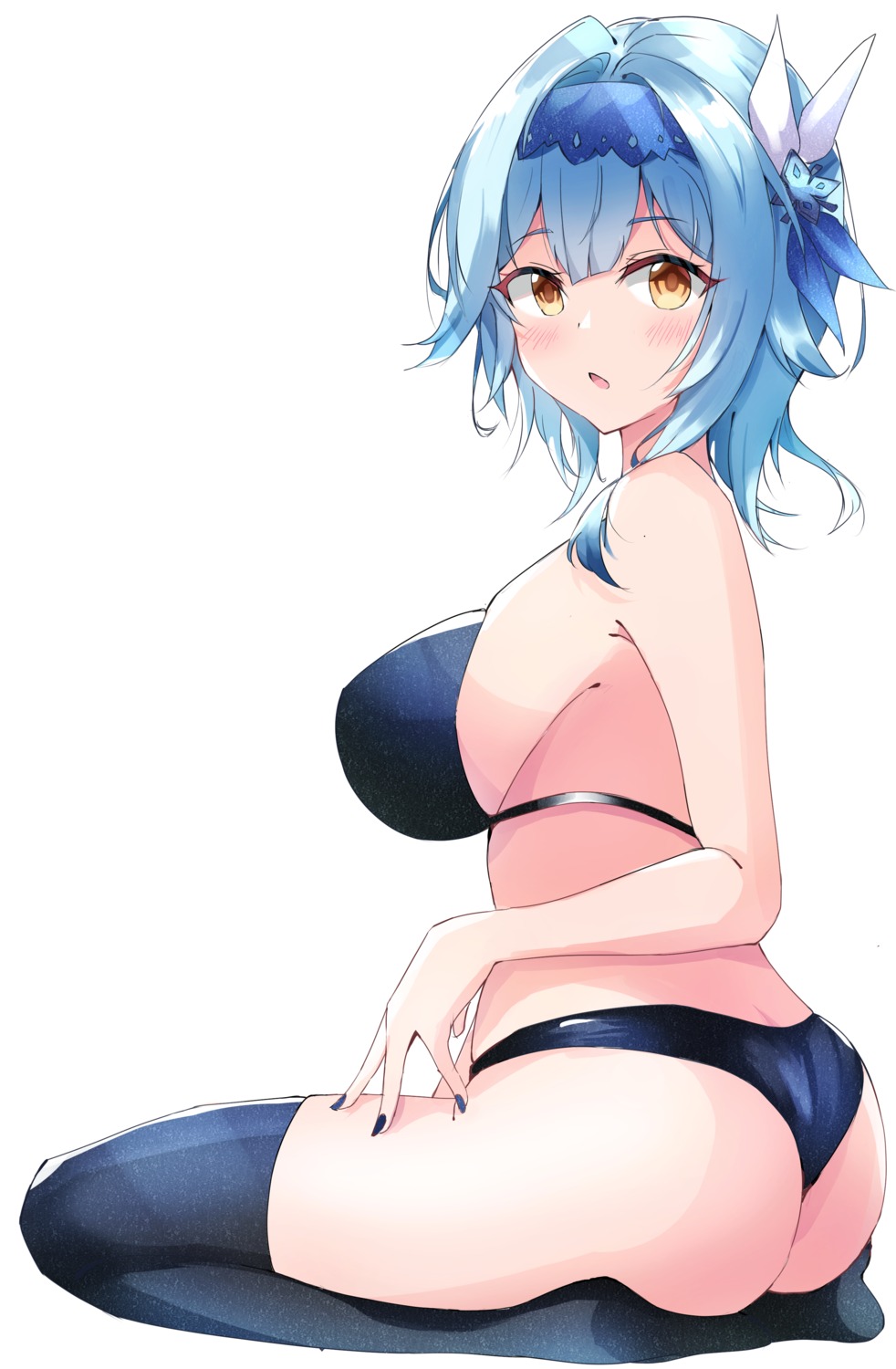 ass bikini eula genshin_impact liyaku swimsuits thighhighs thong