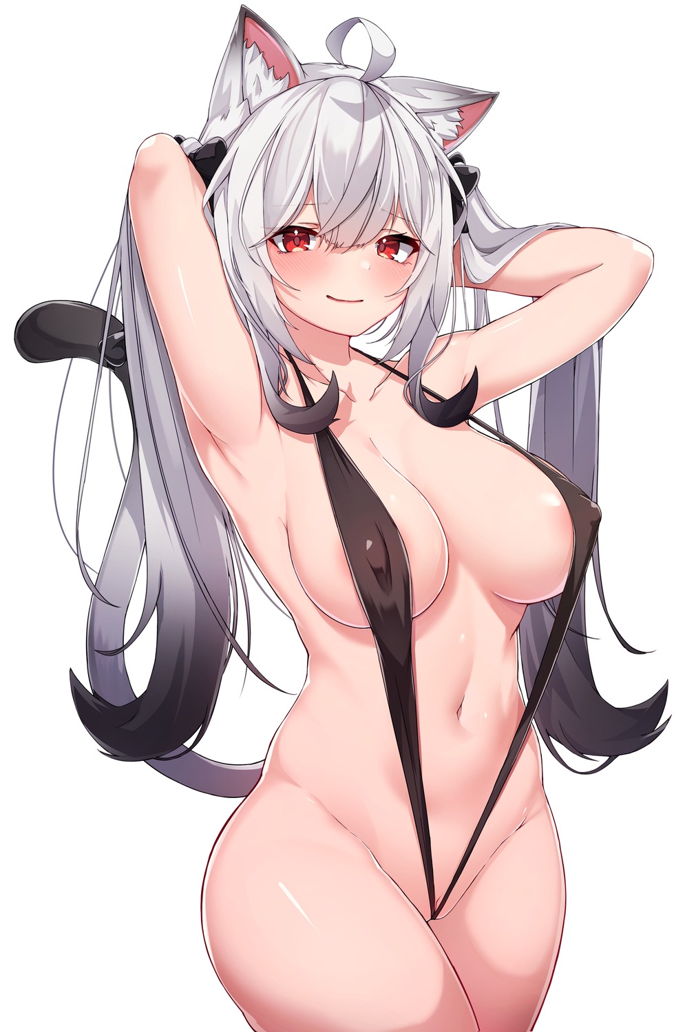 5danny1206 animal_ears areola erect_nipples nekomimi pussy sling_bikini swimsuits tail uncensored