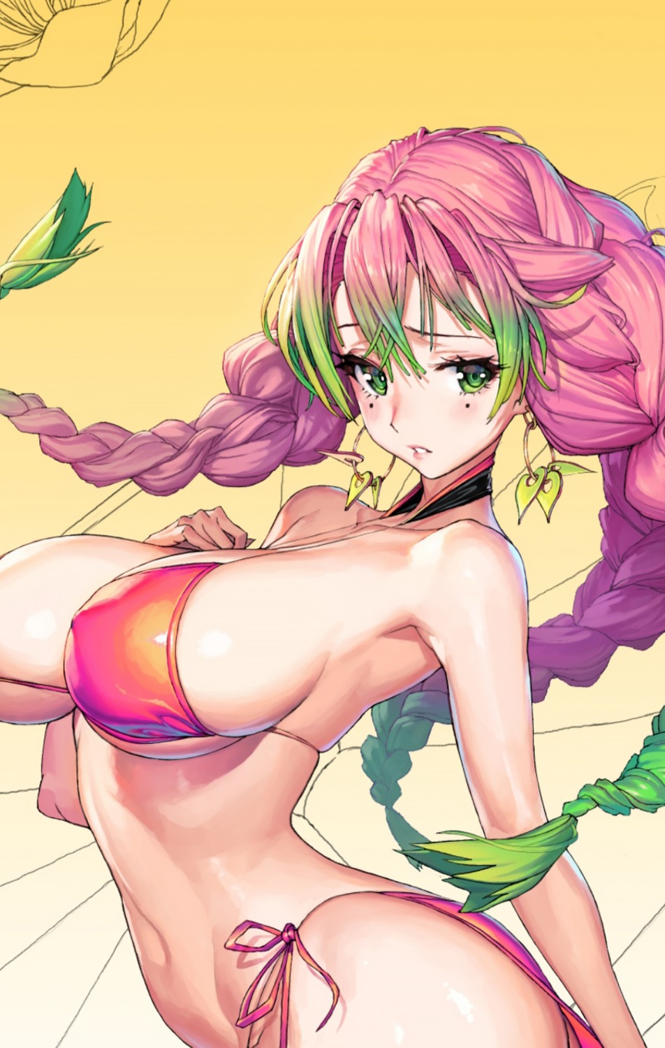 bikini erect_nipples kanroji_mitsuri kimetsu_no_yaiba punc_p swimsuits