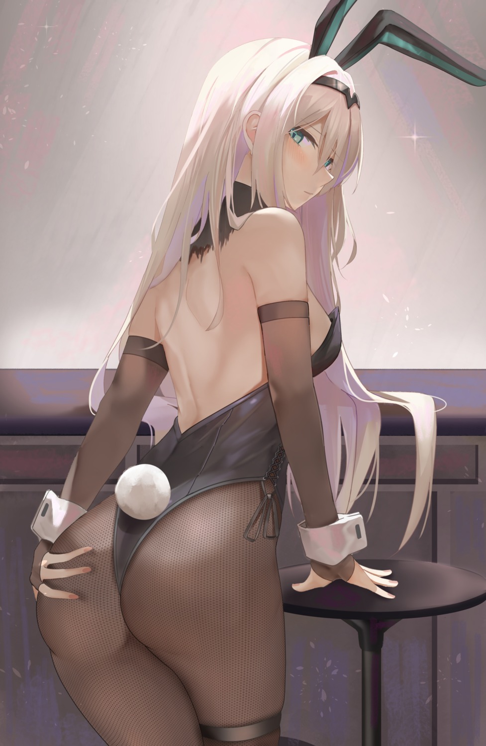 an-94_(girls_frontline) animal_ears ass ass_grab bunny_ears bunny_girl fishnets garter girls_frontline no_bra pantyhose ru_zhai