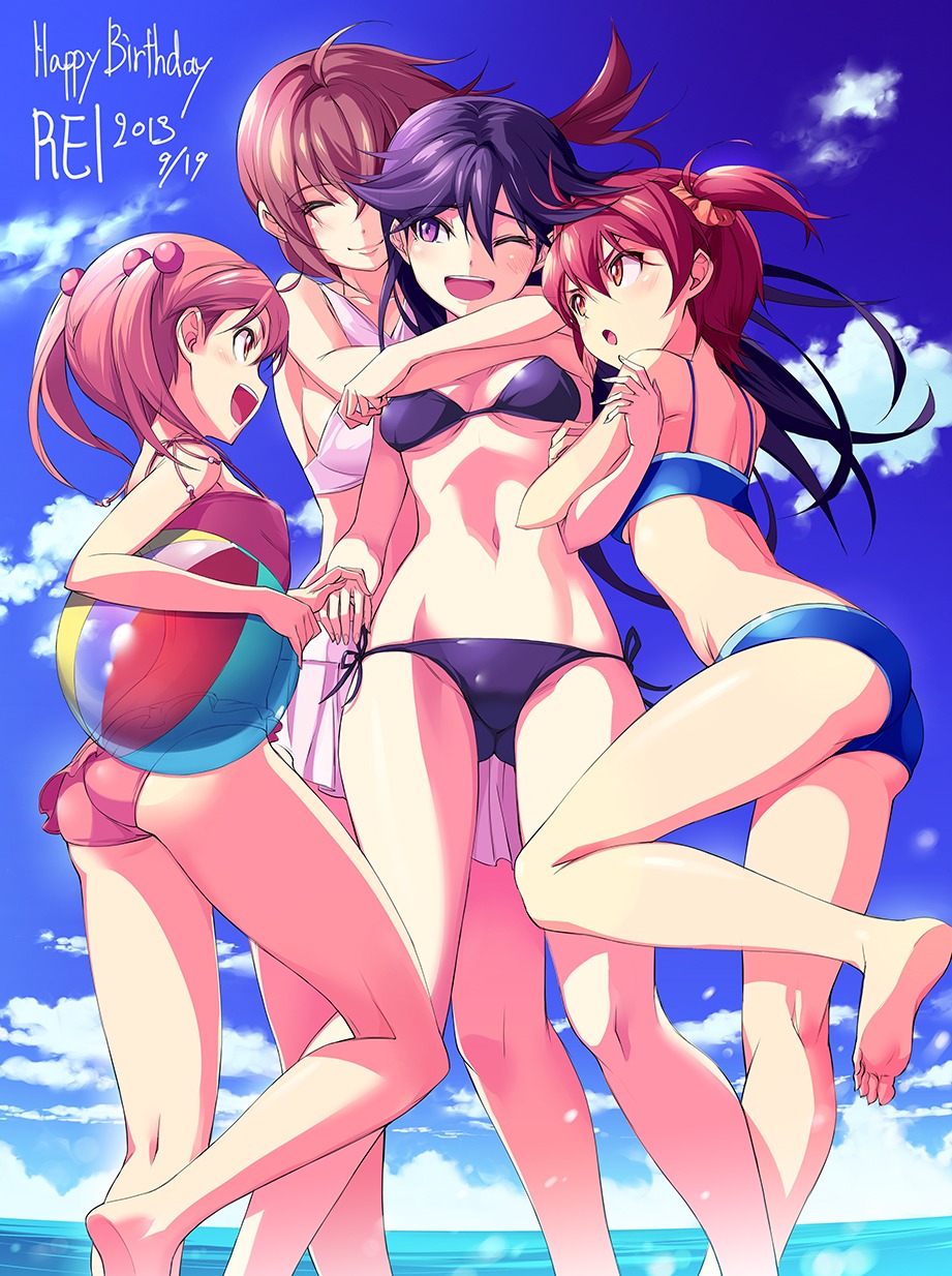 ass bikini isshiki_akane isshiki_mashiro isshiki_momo kuroki_rei michairu. swimsuits vividred_operation