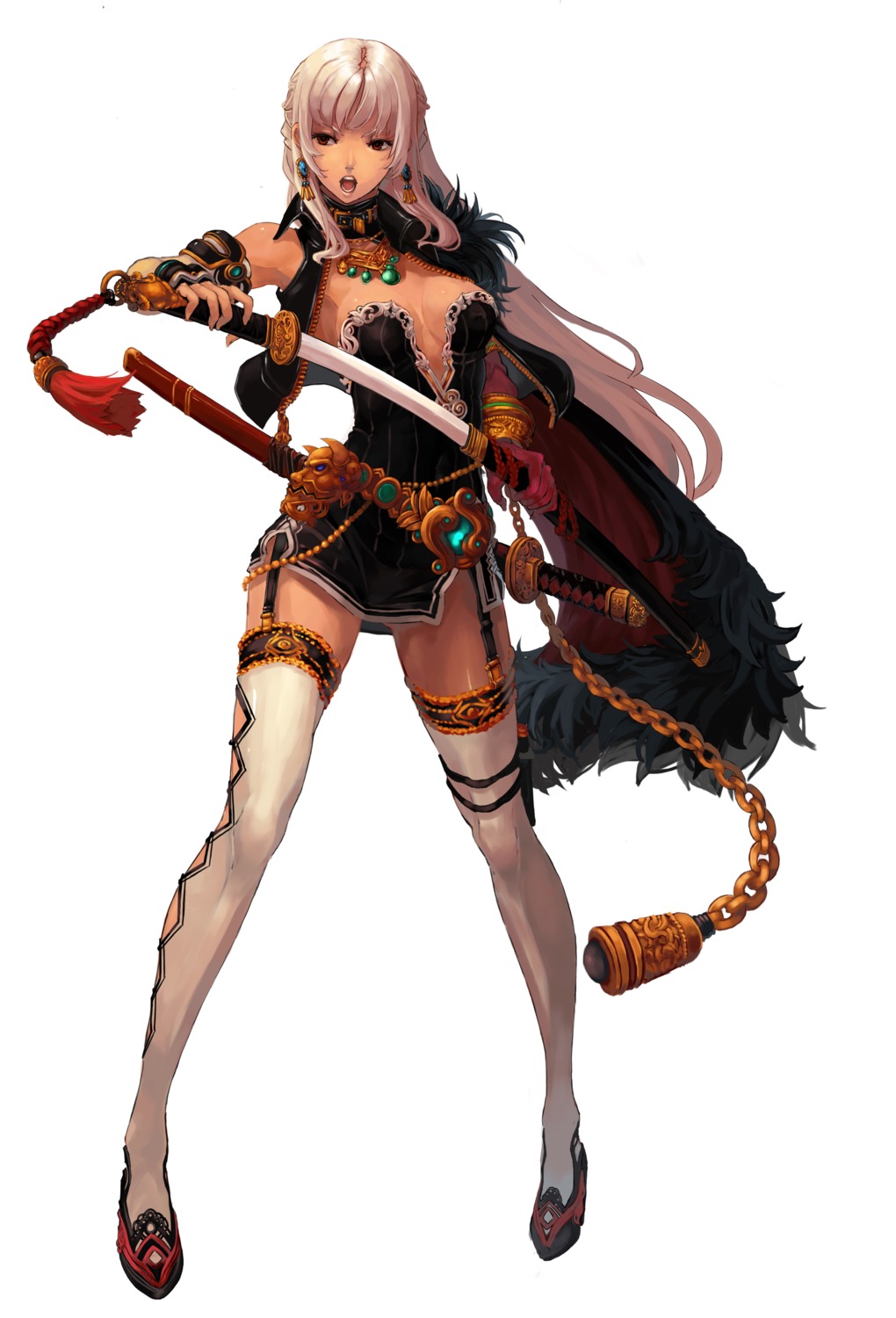 cleavage dungeon_fighter qbspdl stockings sword thighhighs