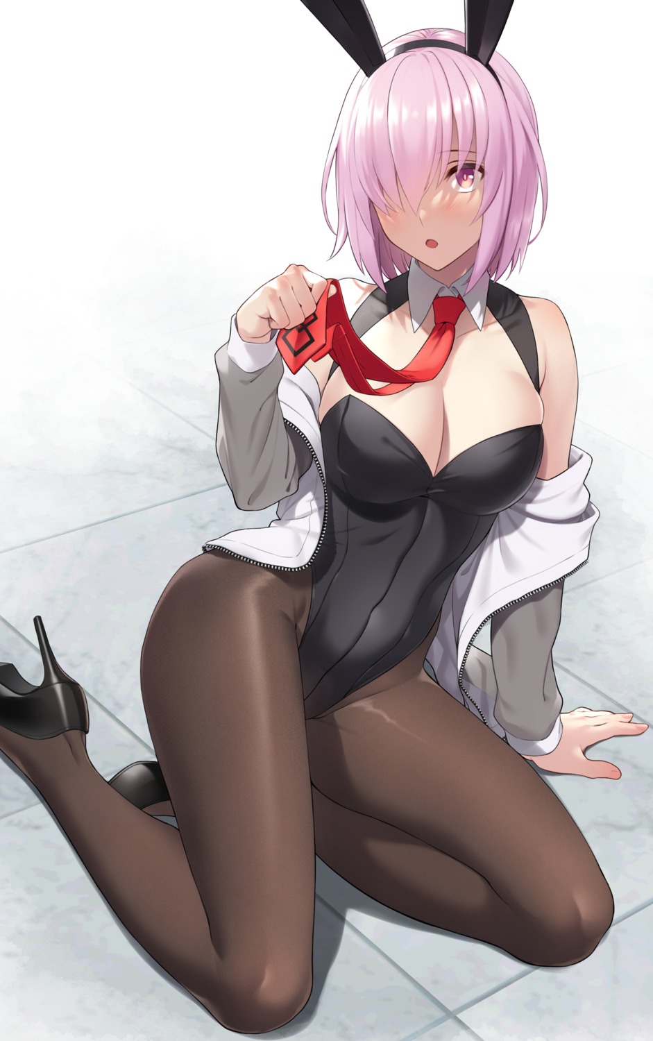 animal_ears bunny_ears bunny_girl fate/grand_order heels mash_kyrielight no_bra pantyhose prime