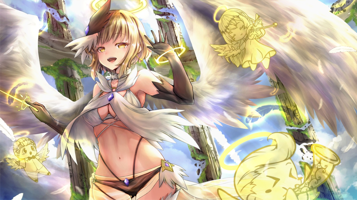 angel bikini_armor ijac_ray weapon wings