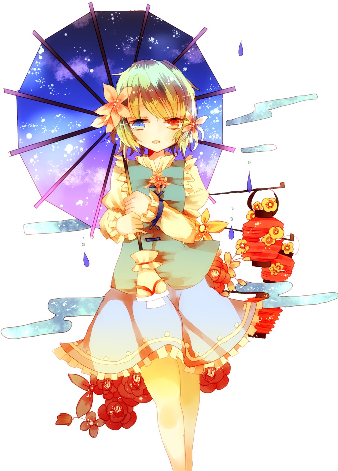 cha_goma heterochromia tatara_kogasa touhou umbrella