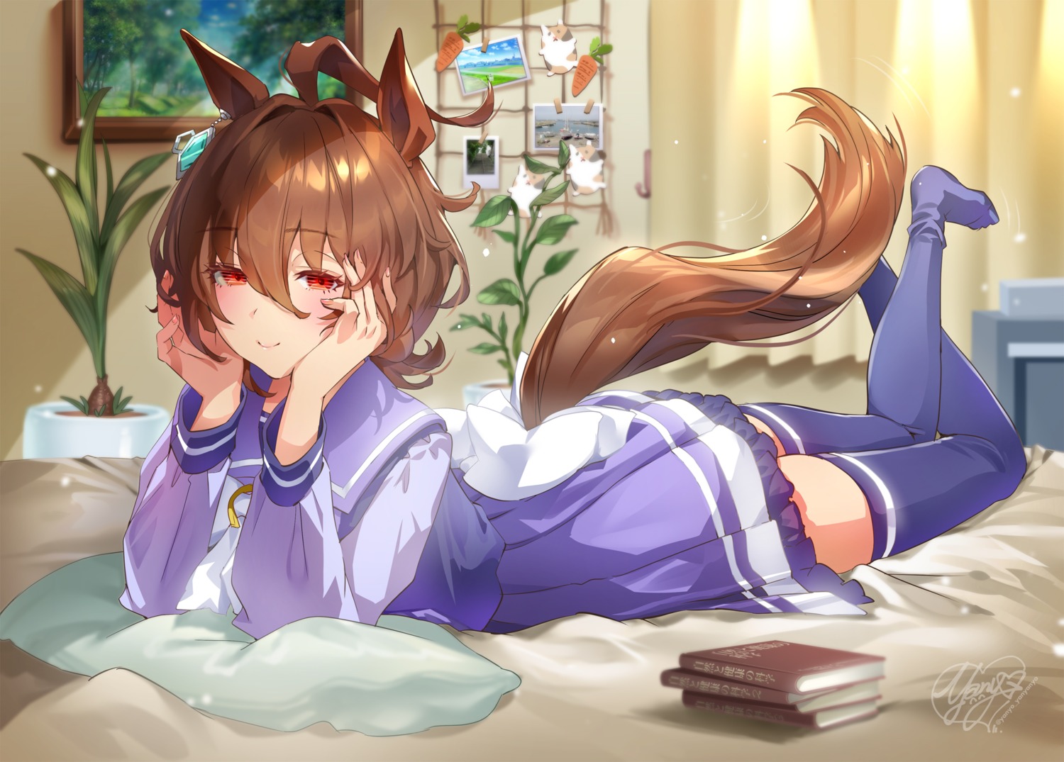 agnes_tachyon_(umamusume) animal_ears seifuku tail thighhighs uma_musume_pretty_derby yanyo_(ogino_atsuki)