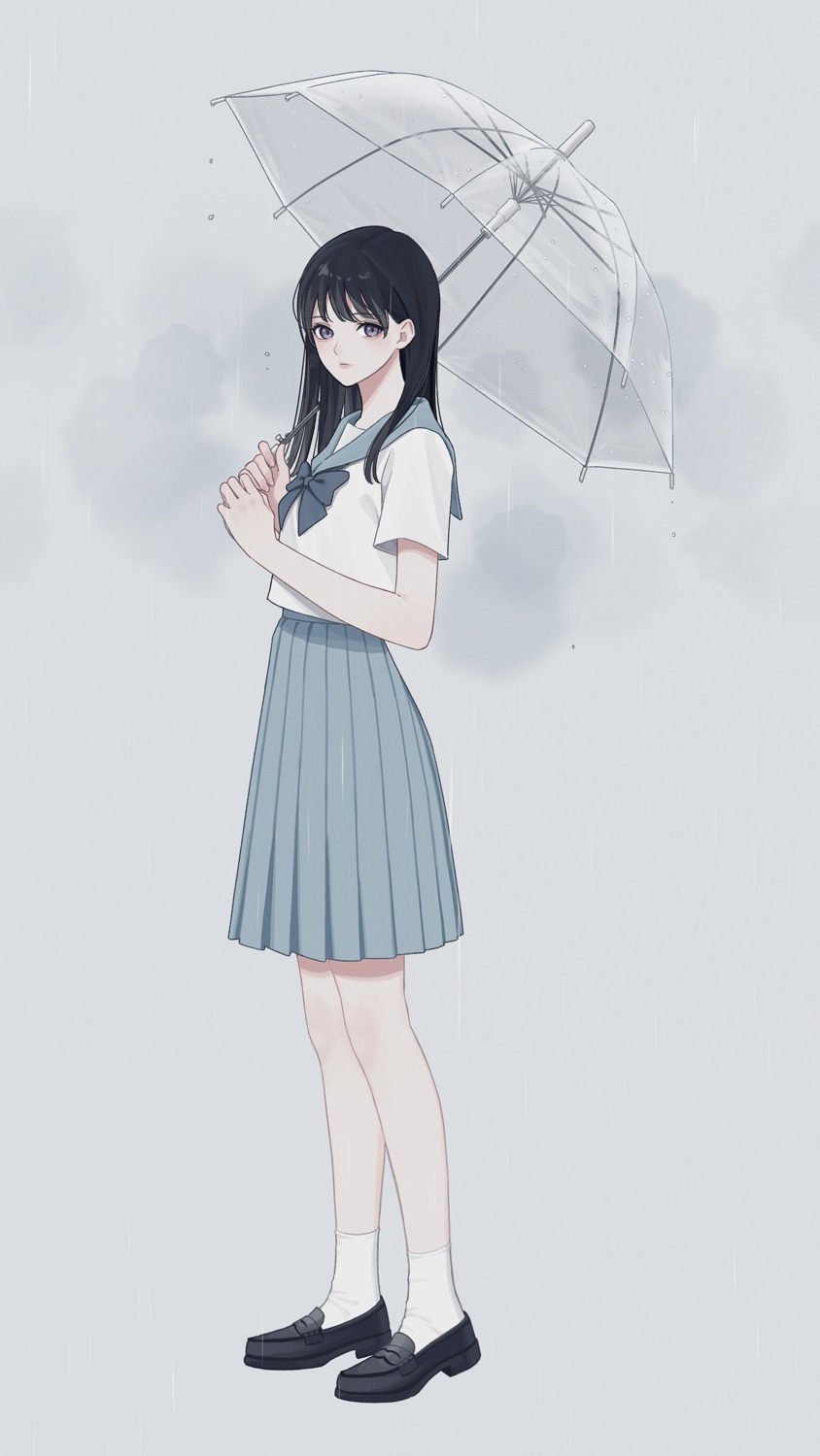 ameiro_shizuku seifuku umbrella