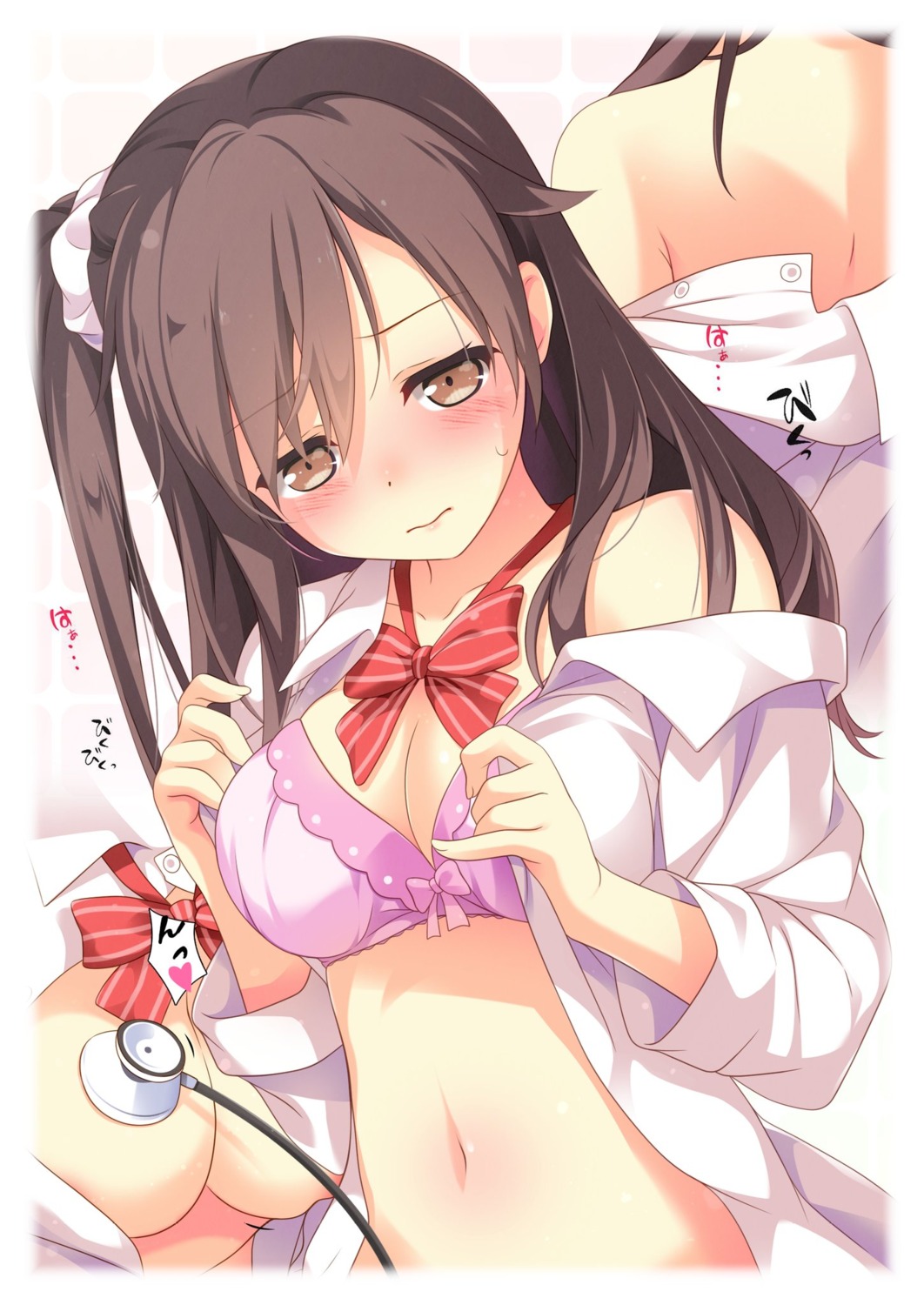 areola bra breasts cleavage no_bra open_shirt seifuku undressing uzuki_hiro