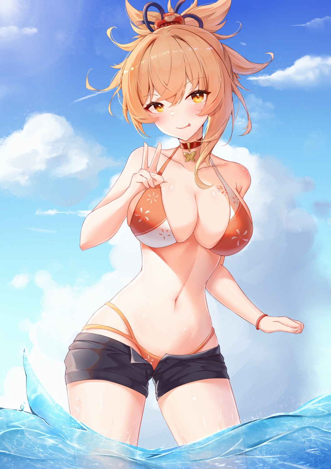 bikini genshin_impact mengxin_huazha swimsuits wet yoimiya