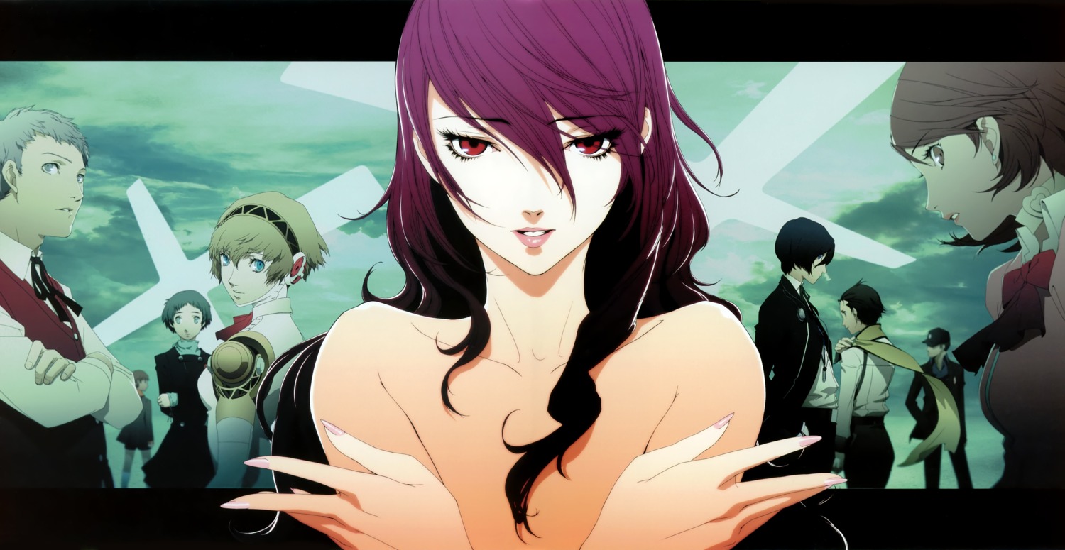 aegis amada_ken arisato_minato cropped headphones iori_junpei kirijou_mitsuru mecha_musume megaten mochizuki_ryouji persona persona_3 sanada_akihiko soejima_shigenori takeba_yukari topless uniform yamagishi_fuuka