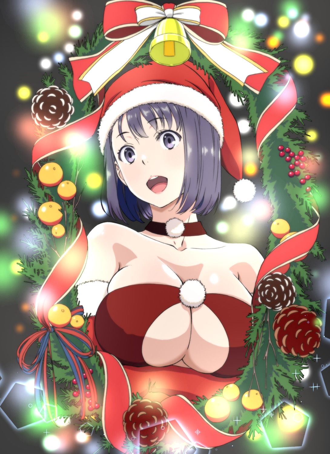 bikini_top breast_hold christmas cleavage kakitama swimsuits