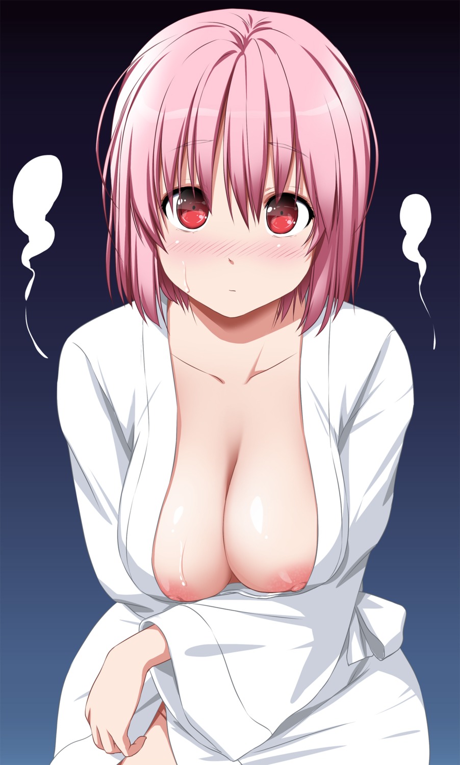 breast_hold nipples no_bra nori_tamago open_shirt saigyouji_yuyuko touhou yukata