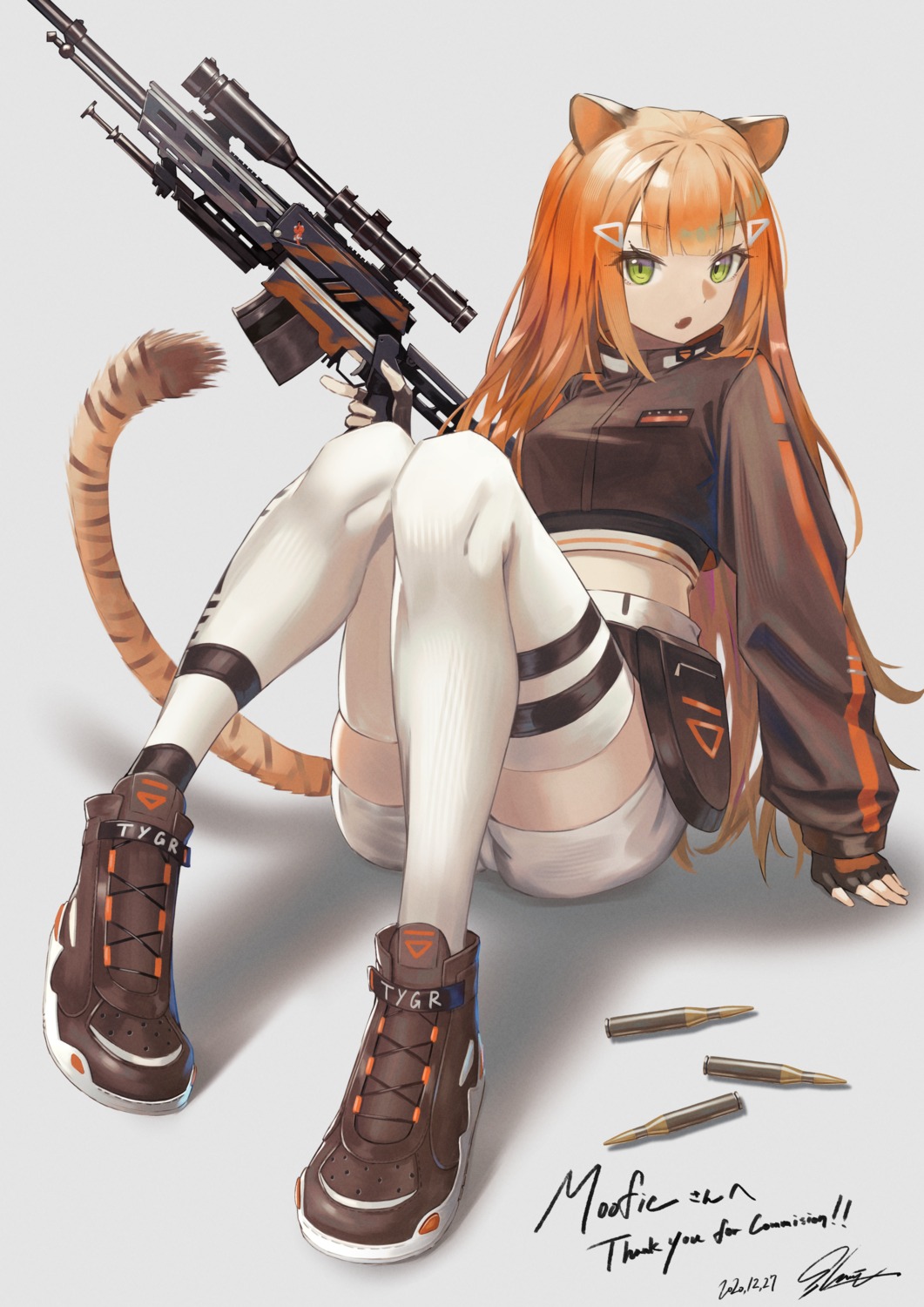 animal_ears garter gun soyogi_iori tail thighhighs