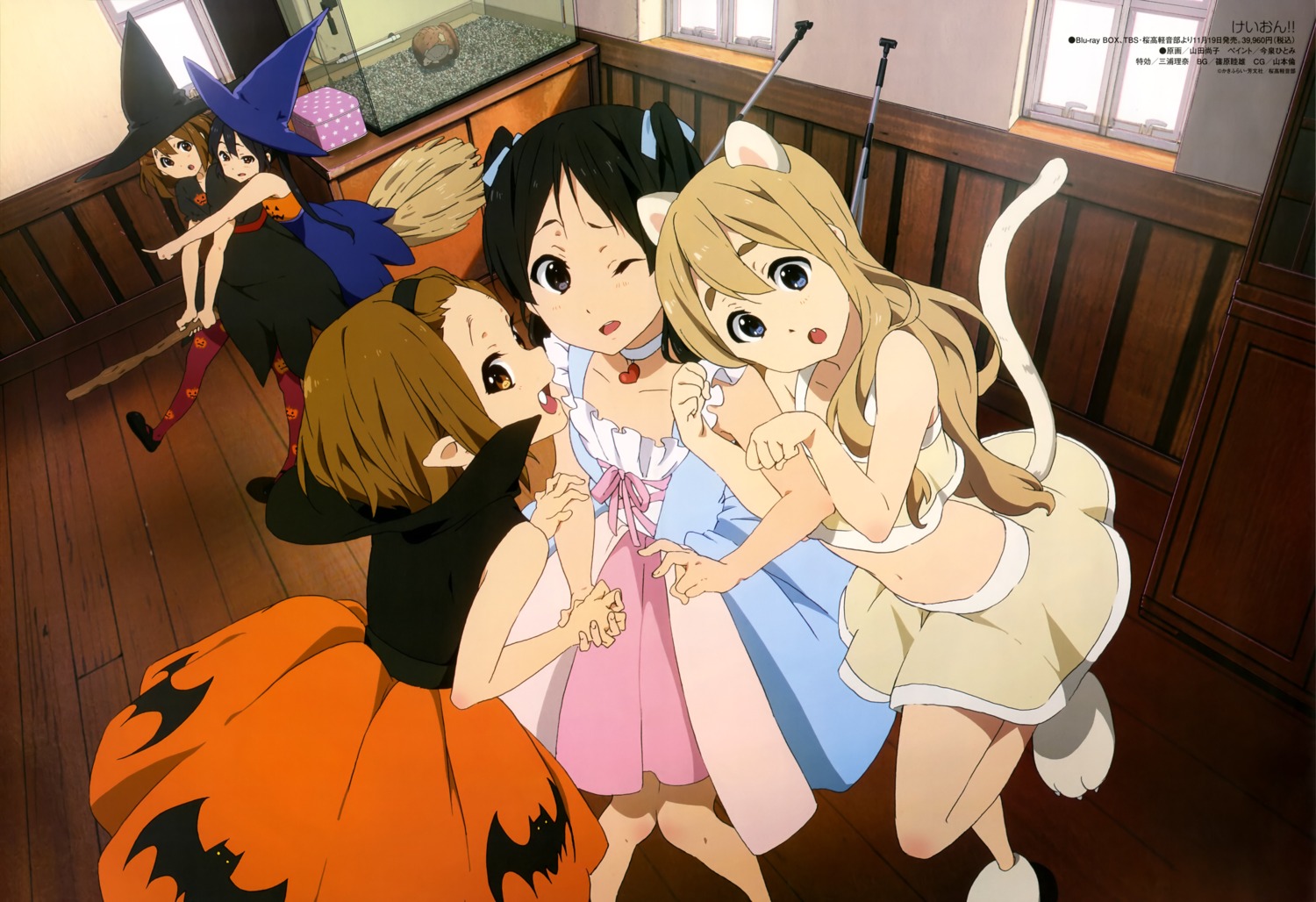 akiyama_mio animal_ears dress halloween hirasawa_yui k-on! kotobuki_tsumugi nakano_azusa nekomimi tail tainaka_ritsu thighhighs witch yamada_naoko