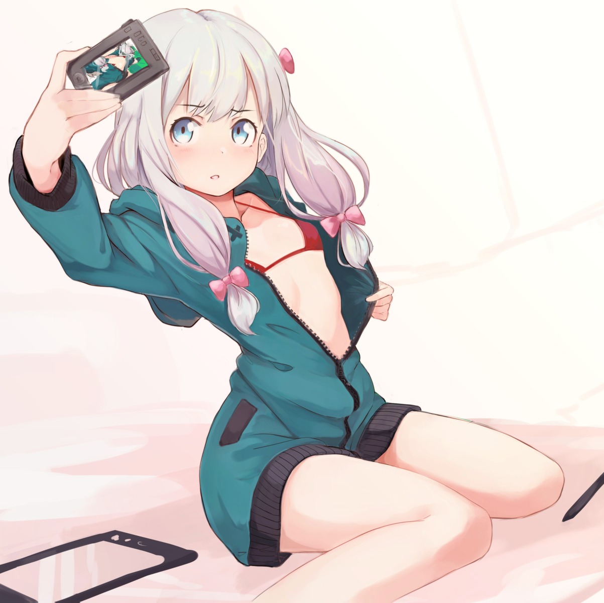 bikini_top eromanga-sensei izumi_sagiri lumo_1121 open_shirt swimsuits