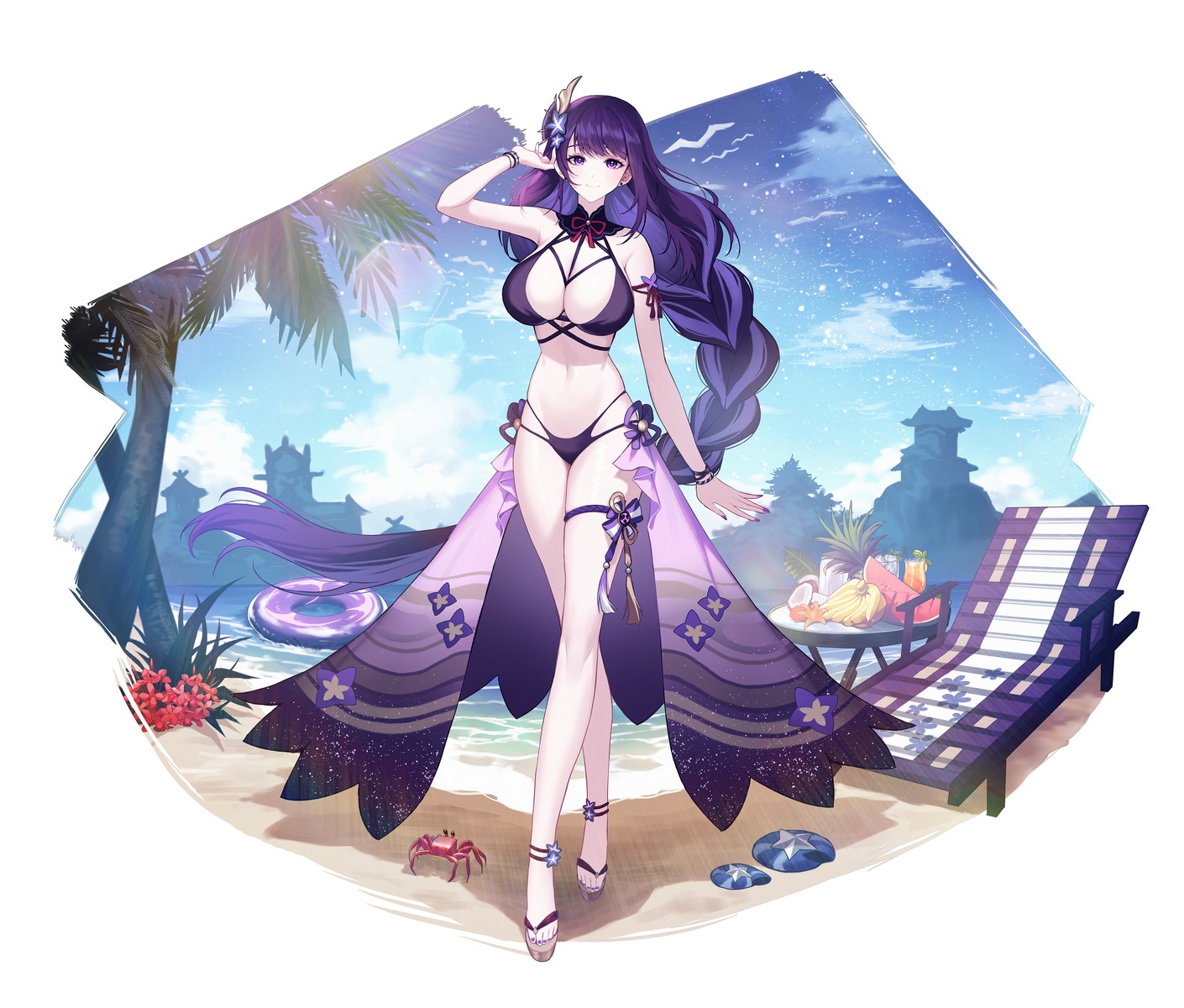 bikini genshin_impact kyundoo raiden_shogun swimsuits