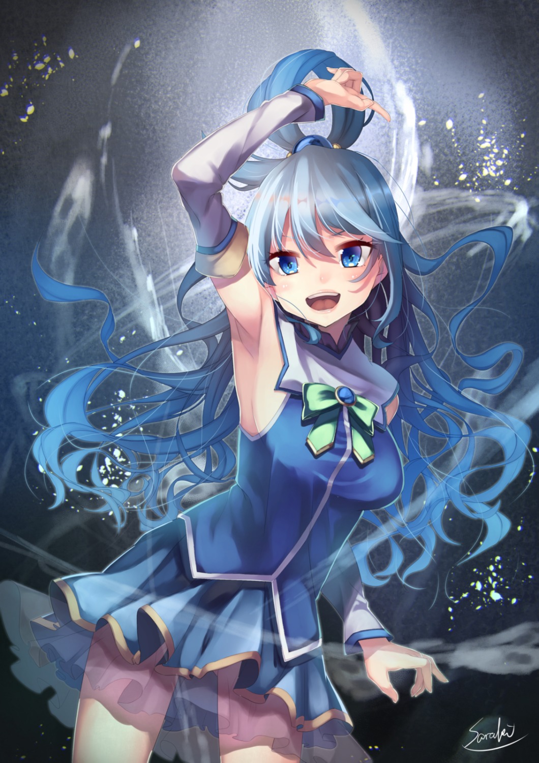 aqua_(konosuba) kono_subarashii_sekai_ni_shukufuku_wo! saraki see_through