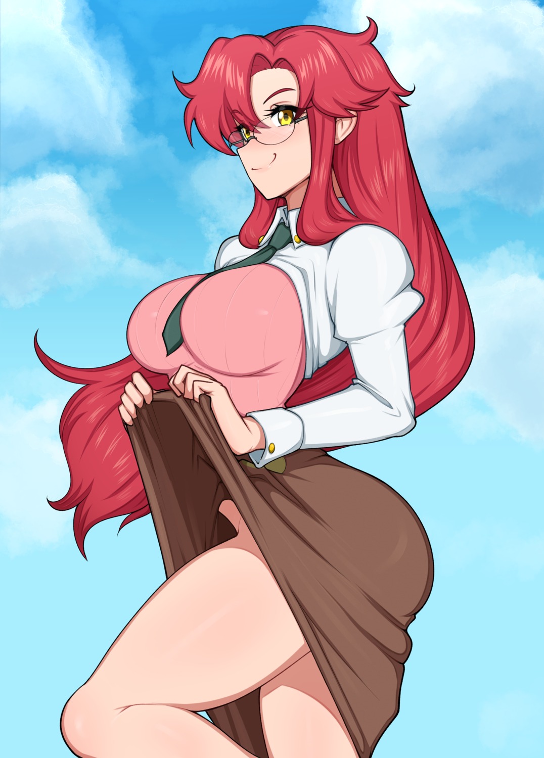 afrobull megane nopan skirt_lift tengen_toppa_gurren_lagann yoko