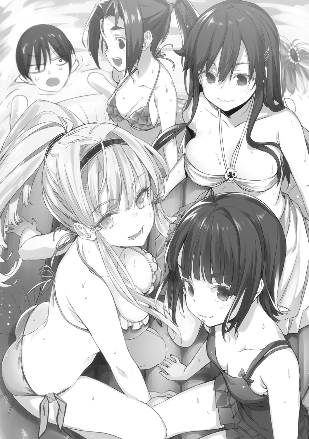 bikini buriki cleavage monochrome ore_wo_suki_nano_wa_omae_dake_ka_yo swimsuits wet