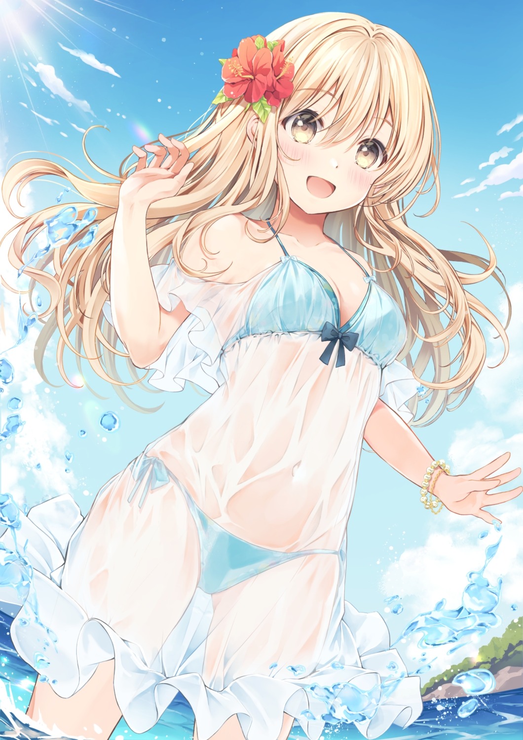 bikini maya_(tirolpop) see_through swimsuits wet wet_clothes