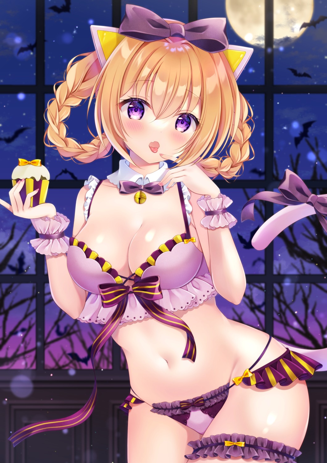 animal_ears bra garter halloween miwauni nekomimi pantsu tail