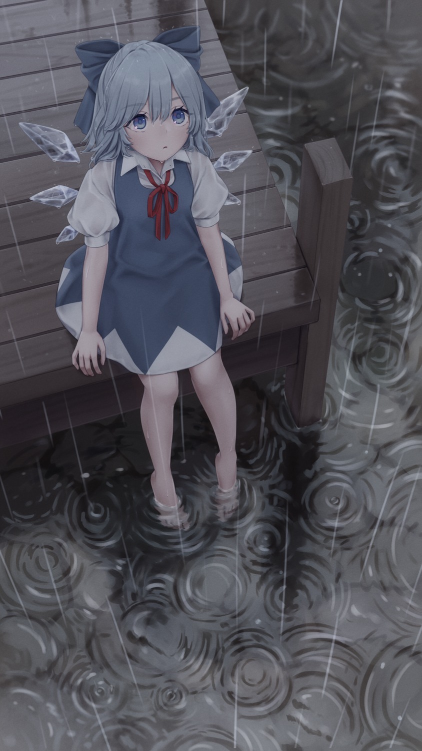 cirno dress torinari_(dtvisu) touhou wet wings