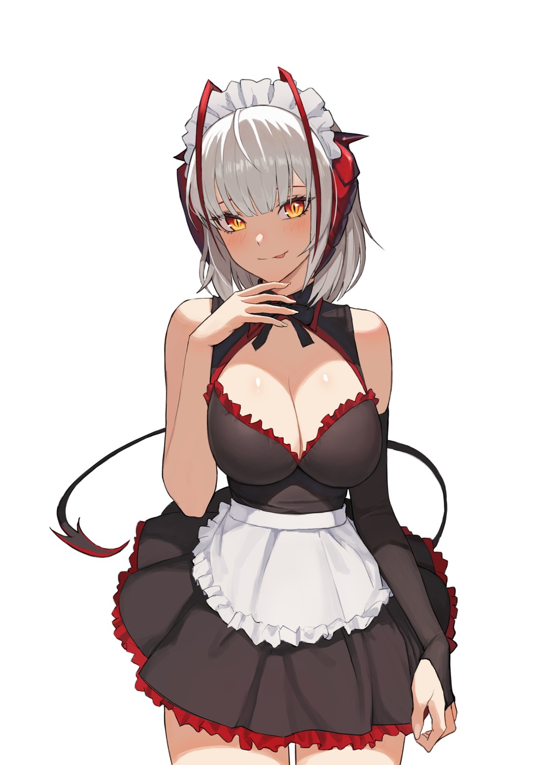 arknights horns jason_kim maid skirt_lift tail w_(arknights)