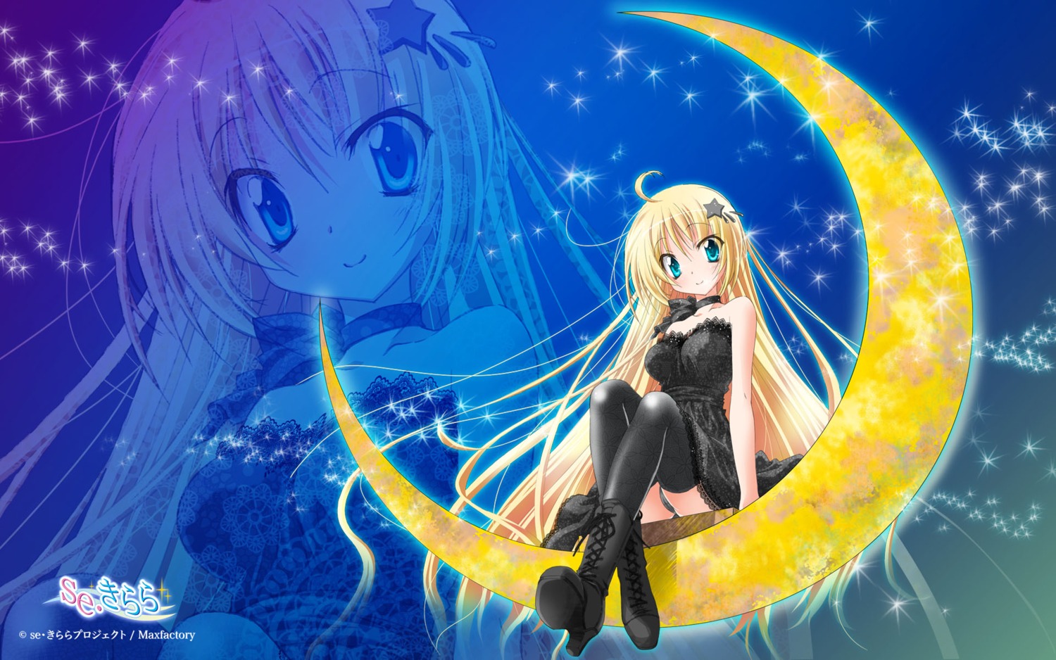 dress horii_kumi kagura_aya pantsu se.kirara thighhighs wallpaper