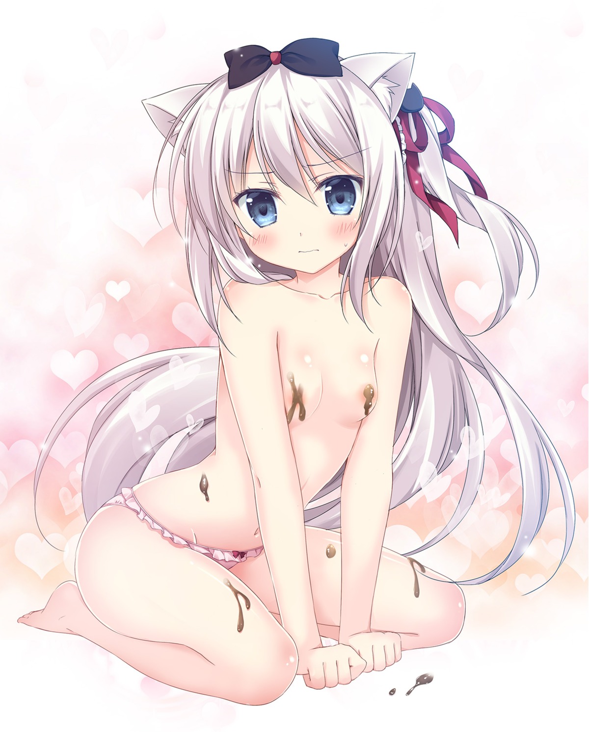 animal_ears areola azur_lane cream hammann_(azur_lane) korie_riko loli nekomimi pantsu topless