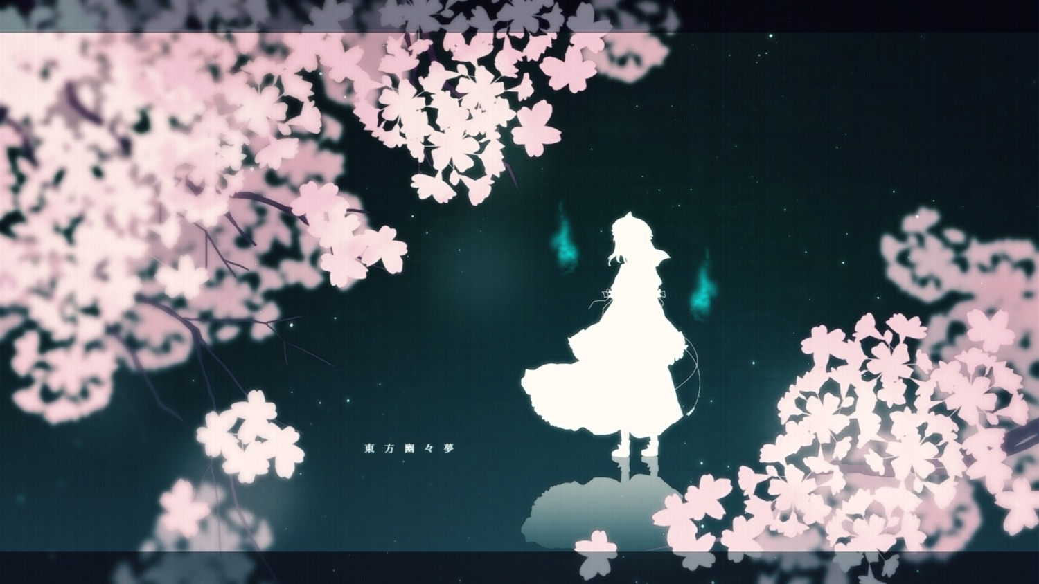 agent_no.9 landscape saigyouji_yuyuko silhouette touhou wallpaper