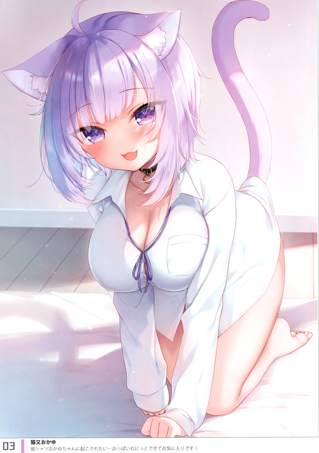 23.4° animal_ears dress_shirt hololive hololive_gamers ichiri nekomata_okayu nekomimi tail