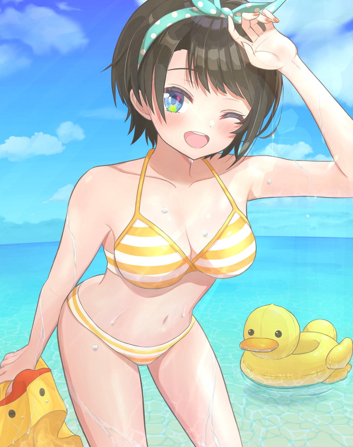 bikini cleavage hololive norio_(noriosub) oozora_subaru swimsuits wet