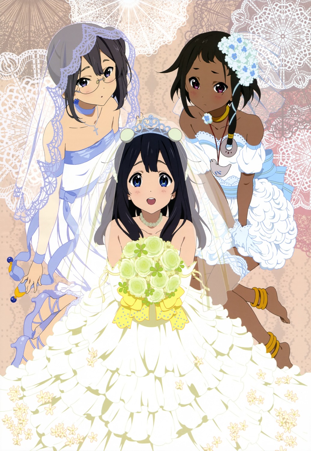 asagiri_shiori choi_mochimazzi dress kitamura_emi kitashirakawa_tamako megane tamako_market wedding_dress