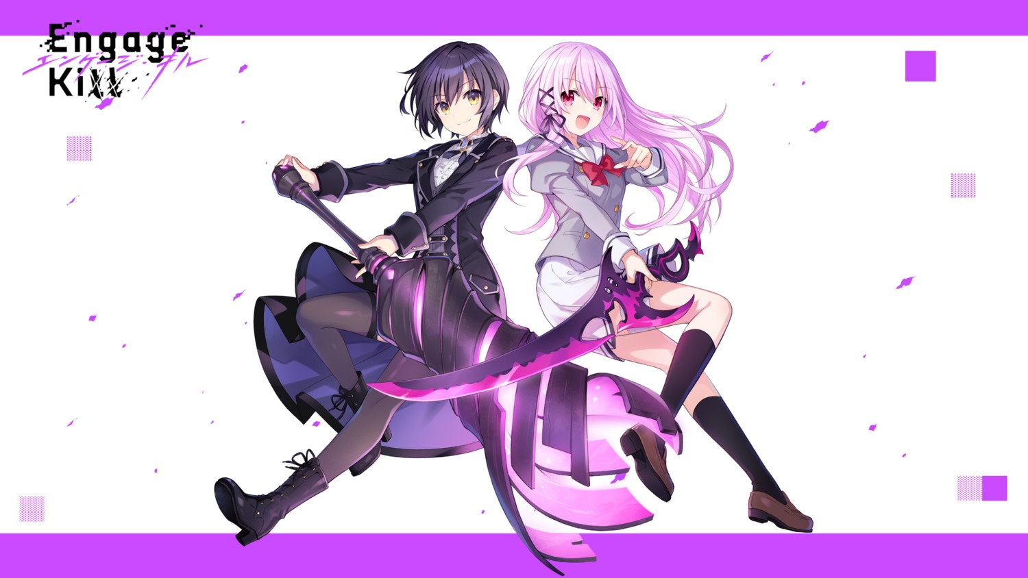 engage_kiss heels kisara_(engage_kiss) pantyhose seifuku sword tsunako wallpaper weapon