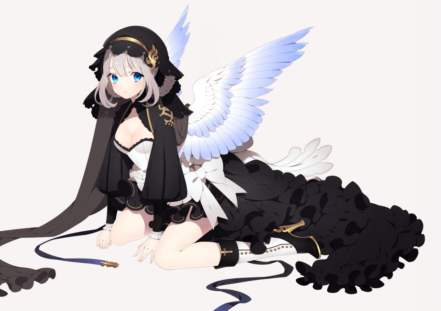 asahi_nini cleavage dress heels wings