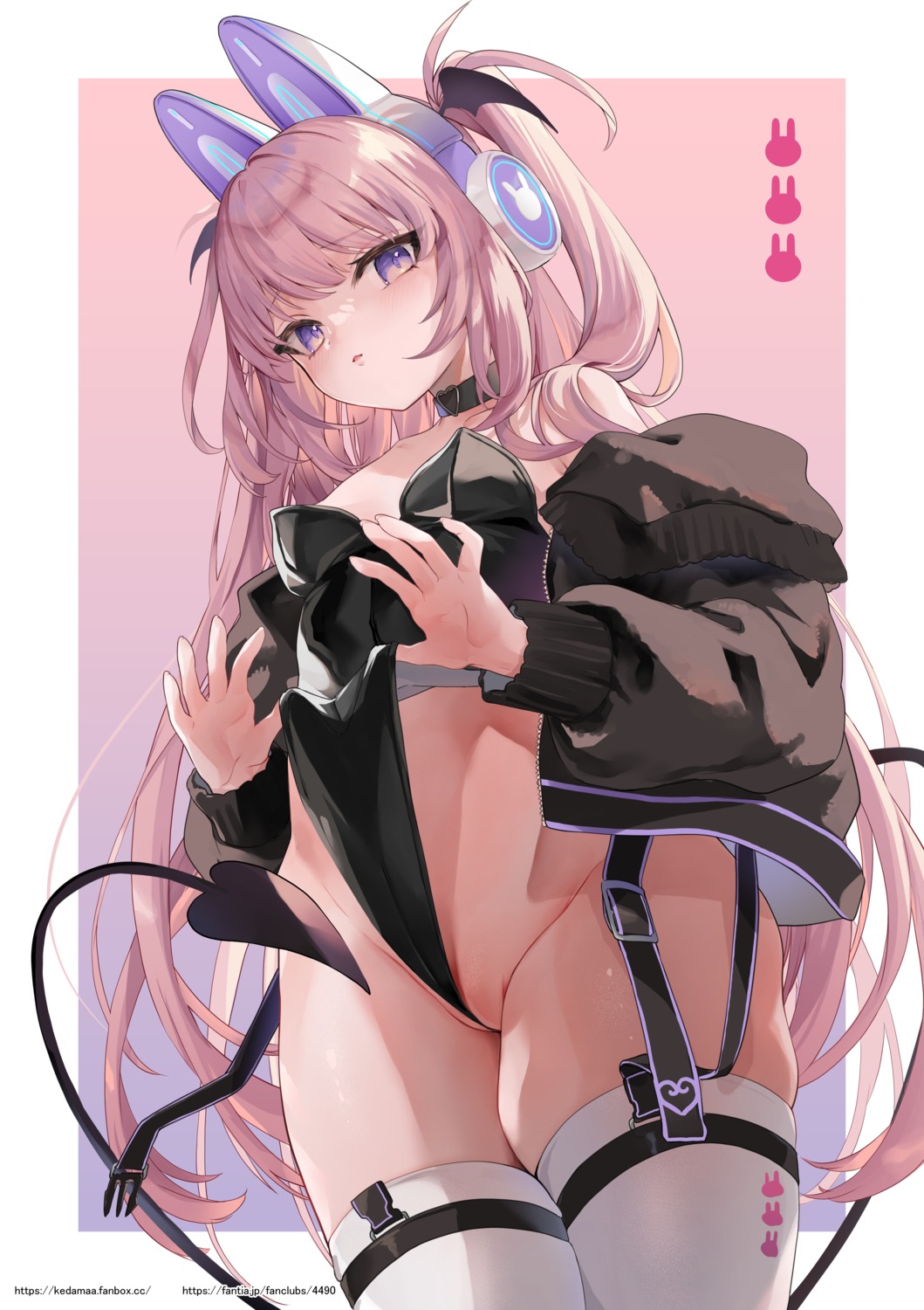 animal_ears bunny_ears bunny_girl cameltoe garter headphones hippeastrum_hybridum stockings tail tamano_kedama thighhighs