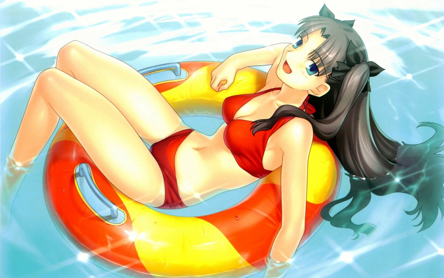 cleavage fate/stay_night swimsuits takeuchi_takashi toosaka_rin type-moon wallpaper