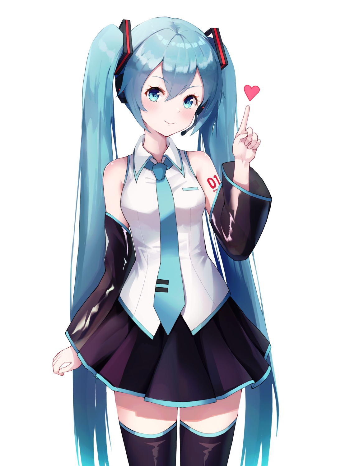 hatsune_miku headphones tattoo thighhighs tio_(005) vocaloid