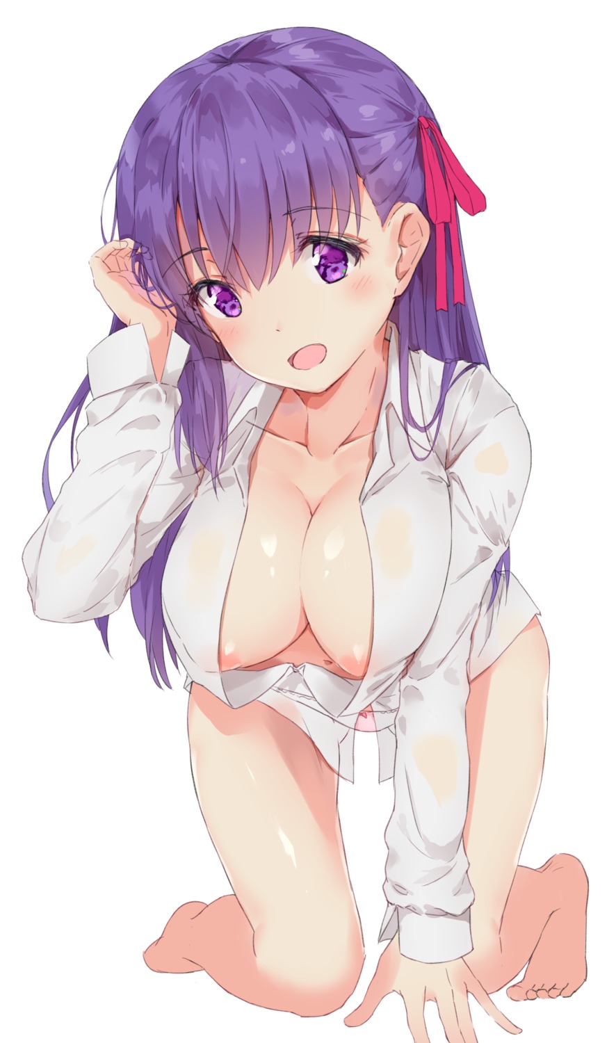 areola dress_shirt fate/stay_night matou_sakura minikon no_bra open_shirt pantsu