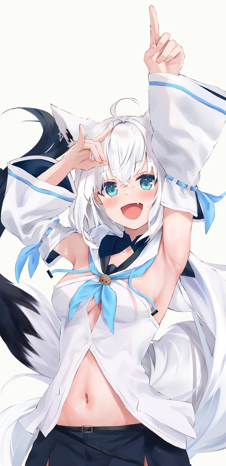 animal_ears hololive hololive_gamers kitsune no_bra shirakami_fubuki tail uechin_ewokaku