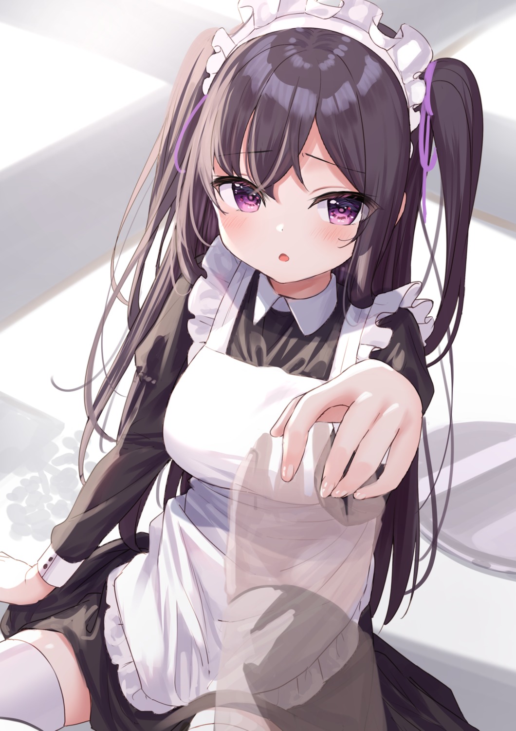 maid skirt_lift thighhighs tsuki_usagi